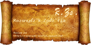 Rezsnyák Zsófia névjegykártya